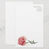 Papeterie personnelle d'oeillet rose moderne (Devant / Derrière)