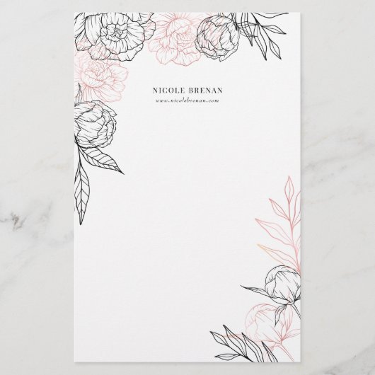 Papeterie Perzonalisé floral dessiné à la main (Devant)