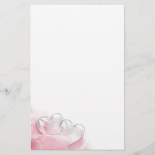 Papeterie Pétales de rose en verre romantiques de coeurs