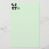 Papeterie Petit Panda mignonne avec Monogramme en bambou ver (Devant)