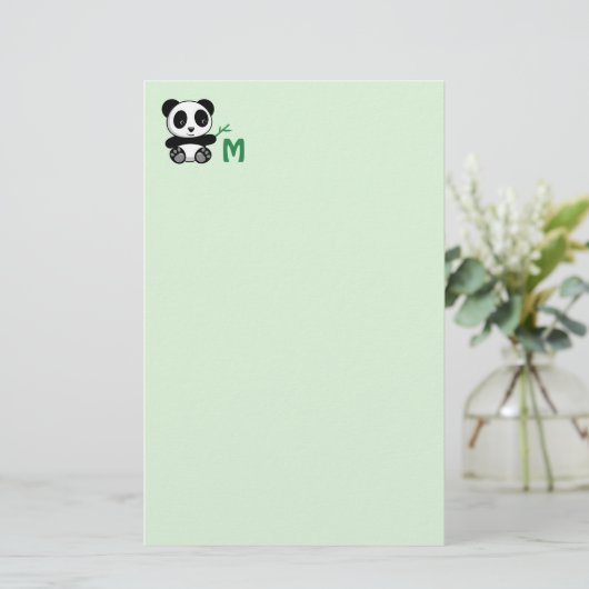 Papeterie Petit Panda mignonne avec Monogramme en bambou ver (Debout devant)
