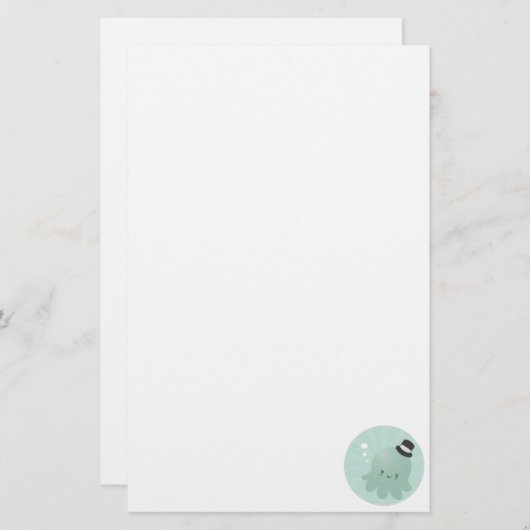 Papeterie Petit poulpe mignon utilisant un casquette (Devant / Derrière)