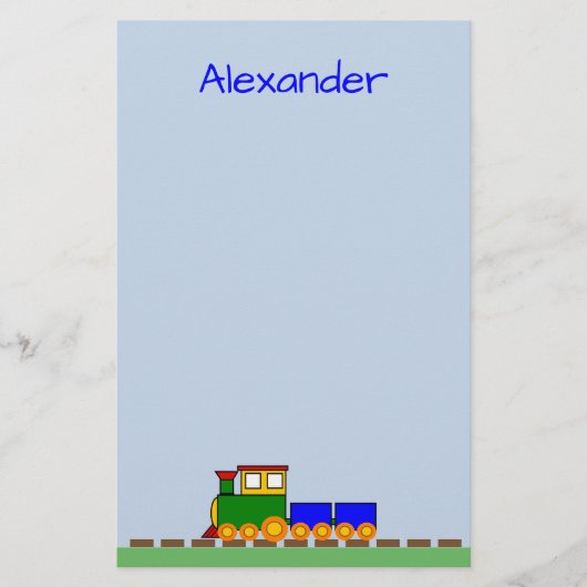 Papeterie Petit train avec le nom du garçon Papier à lettres (Devant)