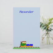 Papeterie Petit train avec le nom du garçon Papier à lettres (Debout devant)