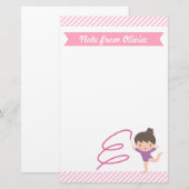 Papeterie Petite gymnastique mignonne de fille et de ruban (Devant / Derrière)