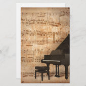Papeterie Piano à queue avec des notes de musique (Devant / Derrière)