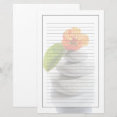 Papeterie Pierres équilibrées et fleur rouge (Devant / Derrière)
