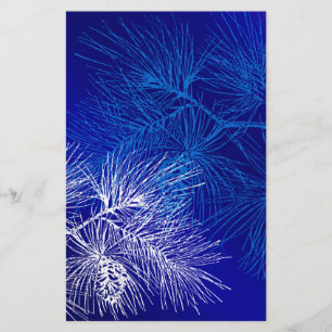 Papeterie Pin d'hiver bleu et blanc
