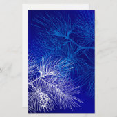 Papeterie Pin d'hiver bleu et blanc (Devant / Derrière)