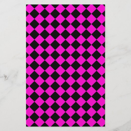 Papeterie Pink Black Diamond Harlequin Checker Pattern (Devant)