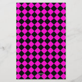 Papeterie Pink Black Diamond Harlequin Checker Pattern (Dos)
