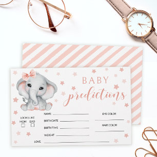 Papeterie Pink cute elephant girl baby showers prédictions