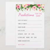 Papeterie Pink Floral Babal Prediction Card Baby shower Jeu (Devant / Derrière)