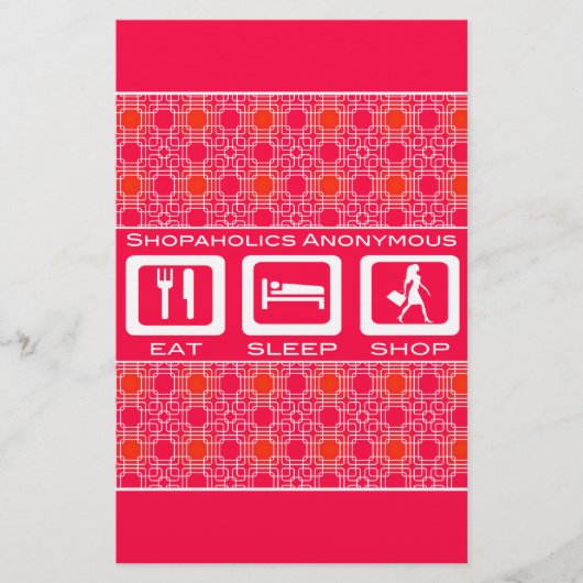 Papeterie Pink Funny Shopaholic Eat Sleep Shop Award (Devant)