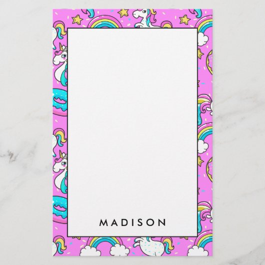 Papeterie Pink Kitschy glittery drôle de licorne et de chatt (Devant)