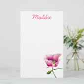 Papeterie Pink pavot aquarelle de fleurs art (Debout devant)
