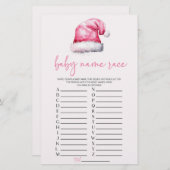 Papeterie Pink Père Noël Noël Nom Course Baby shower Jeu (Devant / Derrière)