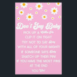 Papeterie Pink Retro Daisy Ne pas dire Baby shower Jeu<br><div class="desc">C'est une marguerite rose rétro Don't Say Baby ! Jeu de baby shower. *Ne dis pas Bébé ! - Acheter des épingles à vêtements. Chaque client recueille une épingle de vêtements et la clips sur ses vêtements. Chaque fois qu'un invité attrape quelqu'un qui dit le mot "bébé", il peut prendre...</div>