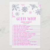 Papeterie Pink Snowflake Devine Qui ! Jeu baby shower (Devant / Derrière)