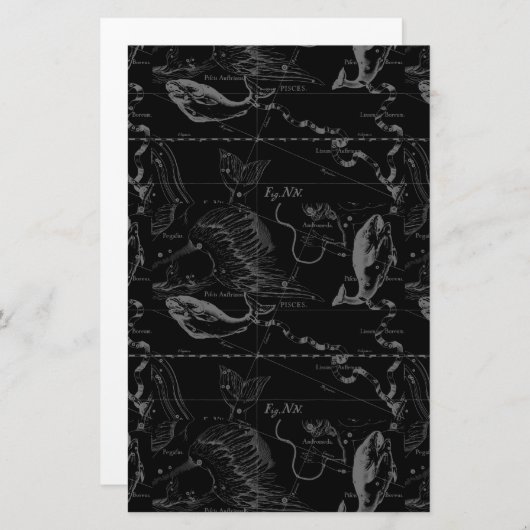 Papeterie Pisces Constellation Map par Hevelius 1690 (Devant / Derrière)