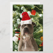 Papeterie Pitbull Chien Arbre de Noël Ornements Snowman (Devant / Derrière)