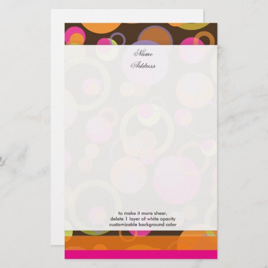 Papeterie PixDezines Mod Bubbles, couleur arrière - plan per (Devant / Derrière)