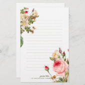 Papeterie PixDezines Roses Vintages/Art botanique (Devant / Derrière)