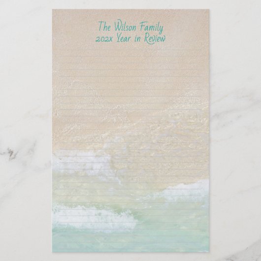 Papeterie Plage bordée Sable Océan Ecriture personnalisée (Devant)