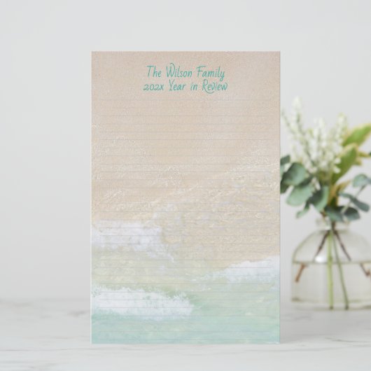 Papeterie Plage bordée Sable Océan Ecriture personnalisée (Debout devant)