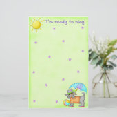 Papeterie Plage Chien Whimsy Art Vert bleu (Debout devant)