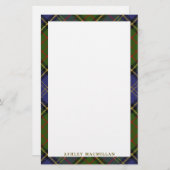 Papeterie Plaid de tartan élégant de chasse de MacMillan de (Devant / Derrière)