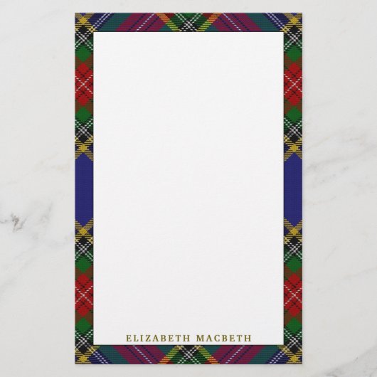 Papeterie Plaid de tartan élégant de Macbeth de clan (Devant)