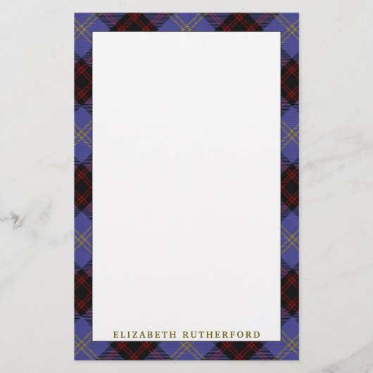 Papeterie Plaid de tartan élégant de Rutherford de clan (Devant)