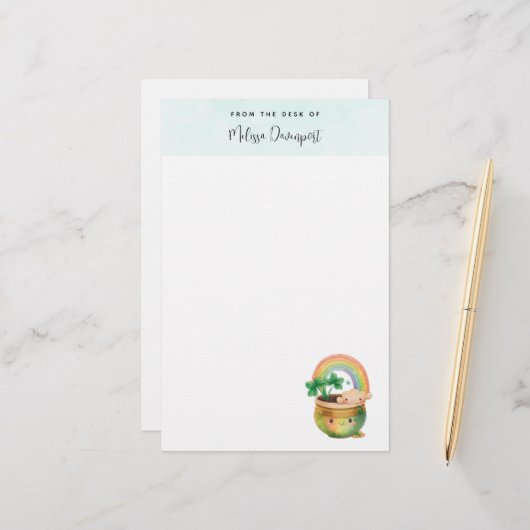 Papeterie Planeur Jardin mignon avec Arc-en-ciel et Clover (Devant/Arrière en situation)