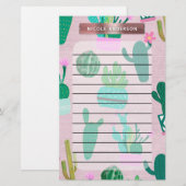 Papeterie Plantes de cactus cactées rustiques sud-ouest rose (Devant / Derrière)