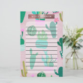 Papeterie Plantes de cactus cactées sud-ouest rustique rose (Debout devant)
