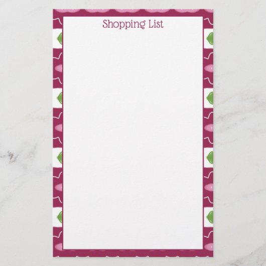 Papeterie Plum rose moderne blanc avec vert (Devant)
