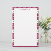 Papeterie Plum rose moderne blanc avec vert (Debout devant)