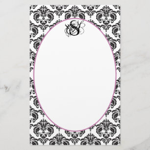 Papeterie Plum Ruban Noir Damas Monogramme Papier Recyclé