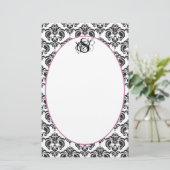 Papeterie Plum Ruban Noir Damas Monogramme Papier Recyclé (Debout devant)