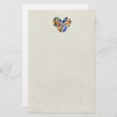 Papeterie Plumes en forme de coeur Aquarelle Design (Devant / Derrière)