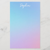 Papeterie Plutôt bleu violet Ombré Personnalisé avec nom (Devant)
