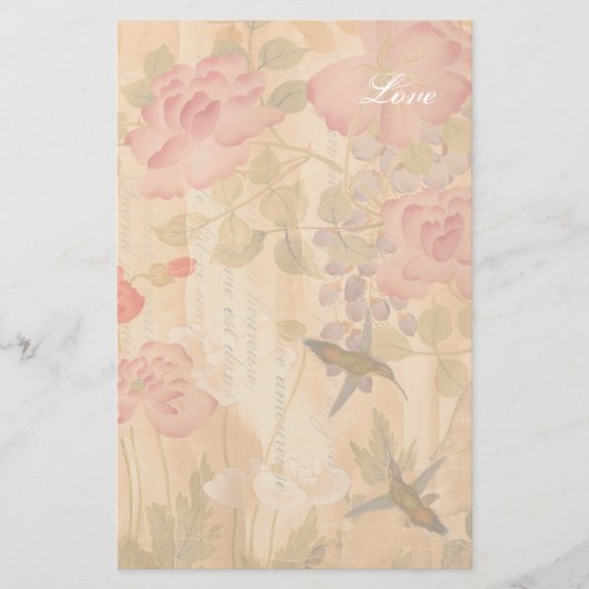 Papeterie Poème floral de fleurs de roses de glycines de (Devant)