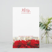 Papeterie Poinsettias rouges avec Golden Bokeh Noël (Debout devant)