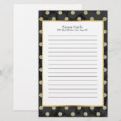 Papeterie Pointe Polka Noir et Or Personnalisé (Devant / Derrière)