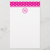 Papeterie Points blancs chic sur un monogramme rose vif (Devant)