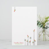 Papeterie Points colorés d'arbre d'amusement d'oiseaux (Debout devant)