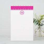 Papeterie Pois blancs preppy sur Monogramme rose vif (Debout devant)