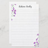 Papeterie Pois doux violet Floral Ajouter des noms Liner (Devant / Derrière)