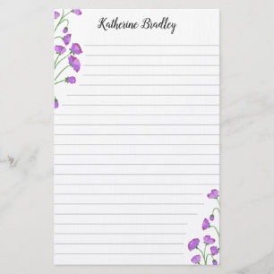 Papeterie Pois doux violet Floral Ajouter des noms Liner